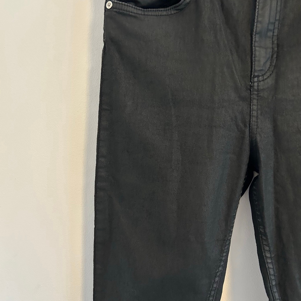 REISS Black Coated Skinny Jeans Size 29 | Faux Leather High Rise - Picture 12 of 13